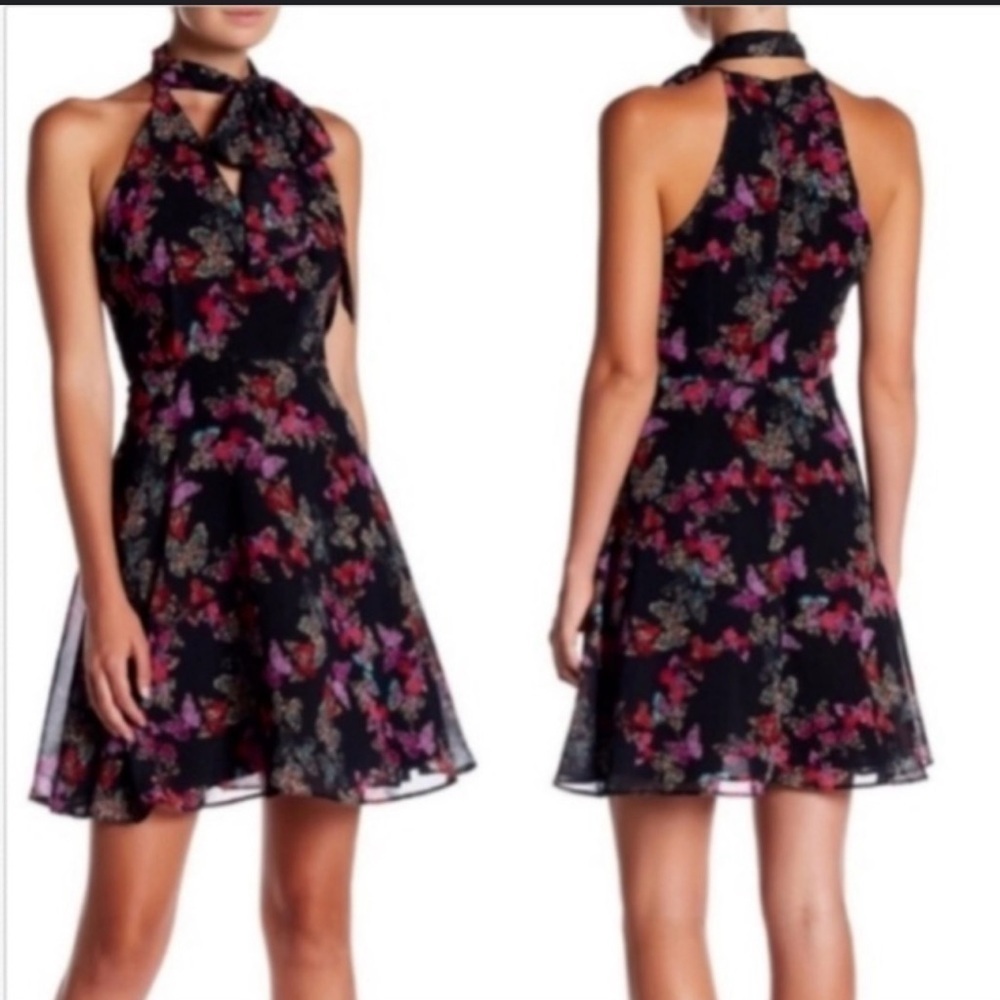Butterfly  Halter Neck Dress
